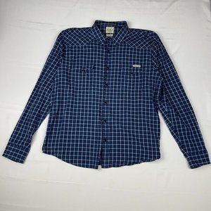 LUCKY BRAND Mens Size XL Distinctive Western Plaid Button Shirt Sportswear Blue